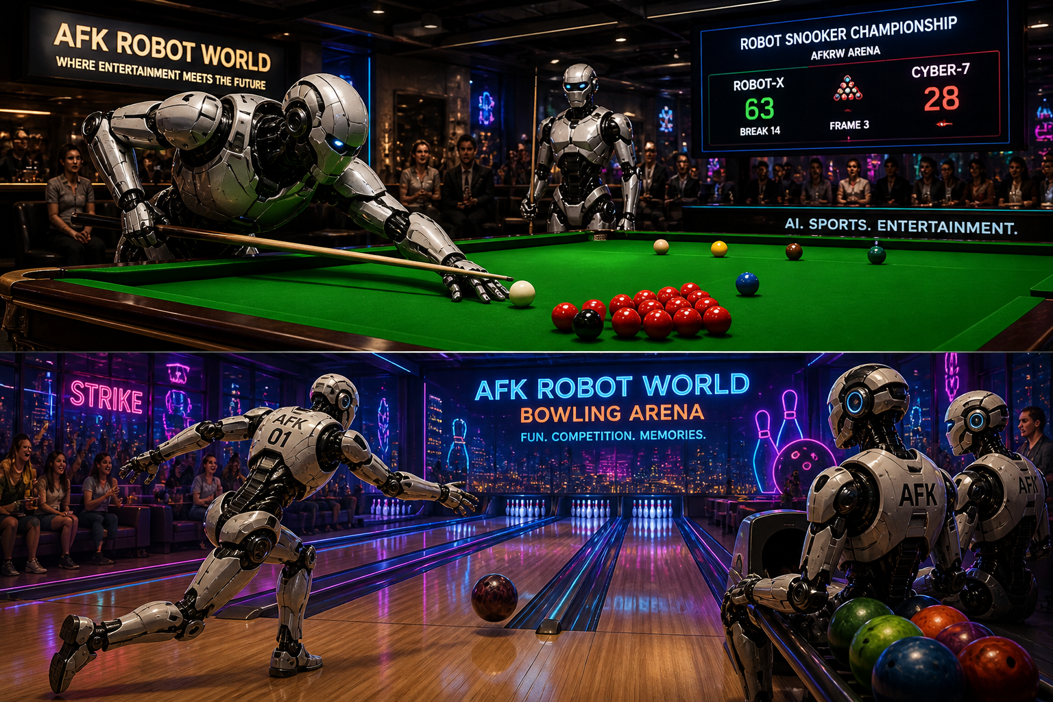 Robot snooker and bowling lounge